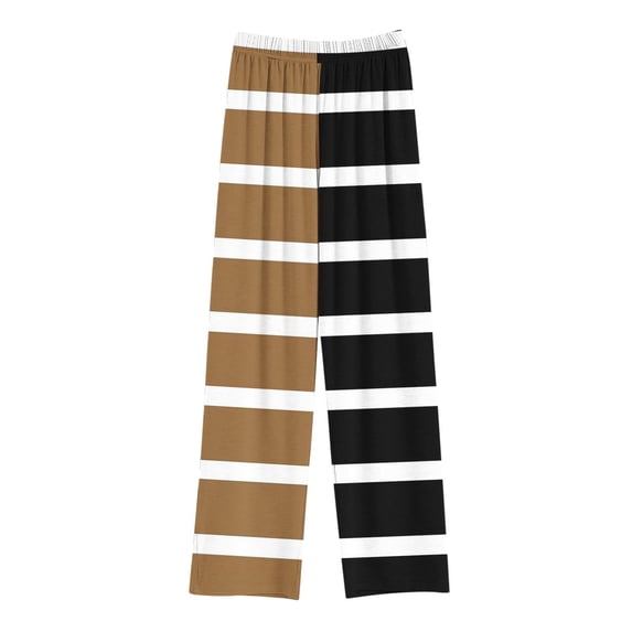 Yuanlook Unisex Kids Casual Home Wear Pants Elastic Waist Color Block Striped Printed Straight Leg Pants with Pockets Age 4-14T