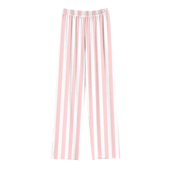 Yuanlook Unisex Kids Lounge Pants Elastic Waist Striped Printed Straight Leg Pants with Pockets Casual Home Wear Age 4-14T