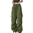 thumbnail image 1 of Yuanlook Wide Leg Cargo Pants for Women High Waisted Baggy Palazzo Pants Casual Pull On Elastic Waist Pants S-XXXL, 1 of 6