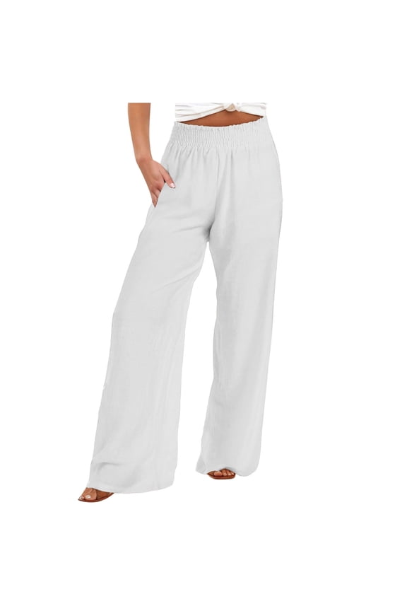 Wide Leg Palazzo Pants for Women,High Waist Casual Beach Lounge Pants Loose Dress Pants Stretchy Trousers