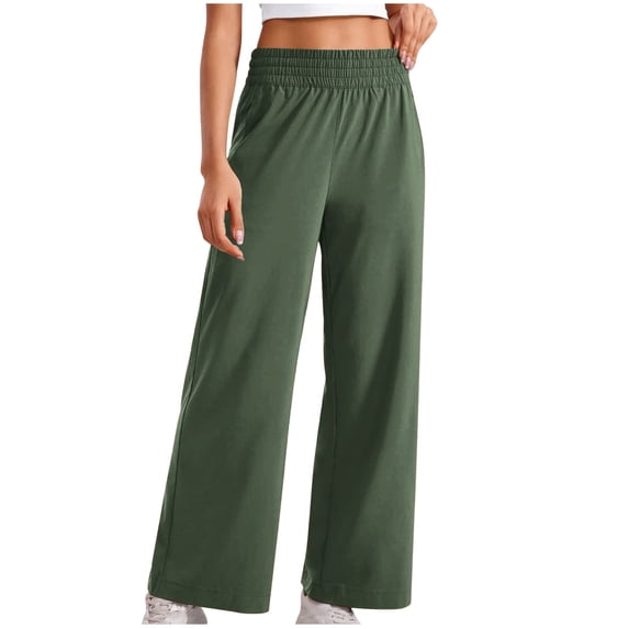 Yuanlook Wide Leg Sweat Pants for Womens High Waisted Baggy Sweatpants Casual Drawstring Workout Pants with Pockets