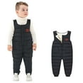 thumbnail image 1 of Yuanlook Winter Thickened Fleece Lined Bib Overalls Romper Pants For Kids Infant Toddler, 1 of 3