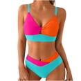 thumbnail image 1 of Yuanlook Women Bikini Sets Deep V Neck Two Piece Swimsuits Bathing Swim Suits Summer Modest Swimwear - Light Blue - XXL, 1 of 6