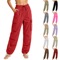 thumbnail image 1 of Yuanlook Women Drawstring Waist Jogger Cargo Pants, Adjustable Toggle Waist & Cuffs Multi Flap Cargo Pockets Lightweight Outdoor Trousers S-XXXL, 1 of 6