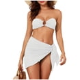 thumbnail image 1 of Yuanlook Women High Cut Bandeau Bikini Set Strapless Solid Color 2 Pieces Ruched Bathing Suit Swimsuit - White - M, 1 of 8