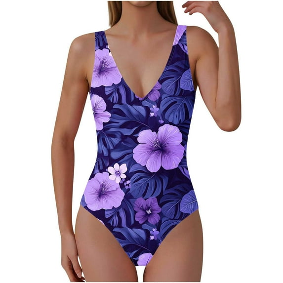 Yuanlook Women One Piece Swimsuits Tummy Control Push Up Bathing Suit Slimming Swimwear - Multicolor - XL