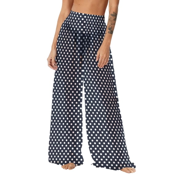 Yuanlook Women Swimsuit Beach Cover up Pants Wide Leg Lightweight Sun Protection Beach Pants - Dark Gray - XL