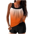 thumbnail image 1 of Yuanlook Women Two Piece Tankini Swimsuit Tummy Control Long Torso Top and High Waisted Boyshorts Orange Bathing Suits - Orange - S, 1 of 5