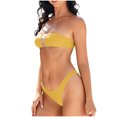 thumbnail image 1 of Yuanlook Women's 2 Piece Bandeau Bikini Set Sheer Mesh Panel Strapless Top High Cut Cheeky Bottoms Size S-L, 1 of 6