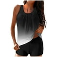 thumbnail image 1 of Yuanlook Women's 2 Piece Tankini Set Gradient Ombre Rounded Neck Ruched Loose Fit Top with Boyshort Bottoms Swimsuit Size S-XXL, 1 of 5