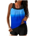 thumbnail image 1 of Yuanlook Women's 2 Piece Tankini Set Gradient Ombre Rounded Neck Ruched Loose Fit Top with Boyshort Bottoms Swimsuit Size S-XXL, 1 of 5