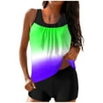 thumbnail image 1 of Yuanlook Women's 2 Piece Tankini Set Gradient Ombre Rounded Neck Ruched Loose Fit Top with Boyshort Bottoms Swimsuit Size S-XXL, 1 of 5
