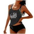 thumbnail image 1 of Yuanlook Women's 2 Piece Tankini Set US Flag Print Double Strap Drawstring Hem Bathing Suit Size S-XXL, 1 of 4