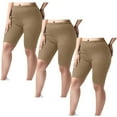 thumbnail image 1 of Yuanlook Women's 3 Pack Plus Size Mid Thigh Bike Shorts Elastic Waist Athletic Workout Shorts, 1 of 8
