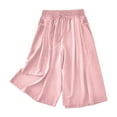 thumbnail image 1 of Yuanlook Women's Casual Capri Wide Leg Flowy Loose Trousers Elastic Waist Palazzo Cropped Trousers - Pink - XL, 1 of 4