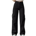thumbnail image 1 of Yuanlook Women's Casual Cargo Pants,High Waisted Wide Leg Baggy Sweatpants Straight Leg Trousers with Pockets, 1 of 7