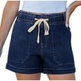 thumbnail image 1 of Yuanlook Women's Casual Denim Shorts, Elastic Waist Drawstring with Utility Pockets, S-XXXL, 1 of 8