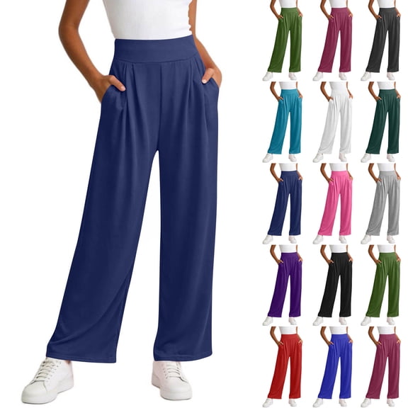 Yuanlook Women's Casual Loose Wide Leg Yoga Pants Cozy Sweatpants High Waisted Athletic Lounge Pants with Pockets S-3XL