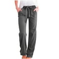 thumbnail image 1 of Yuanlook Women's Casual Pants,High Waist Wide Leg Loose Flowy Trousers Business Work Straight Pant - Gray - L, 1 of 6