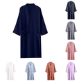 thumbnail image 1 of Yuanlook Women's Cotton Gauze Bath Robe, 3/4 Sleeve Side Tie Wrap Loungewear Robe with Pocket L-XXL, 1 of 5