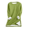thumbnail image 1 of Yuanlook Women's Crew Neck Fleece Lined Side Split Long Sleeve Tunic Tops, Pocket Solid Warm Winter Casual Pullover Shirts S-XXL, 1 of 9