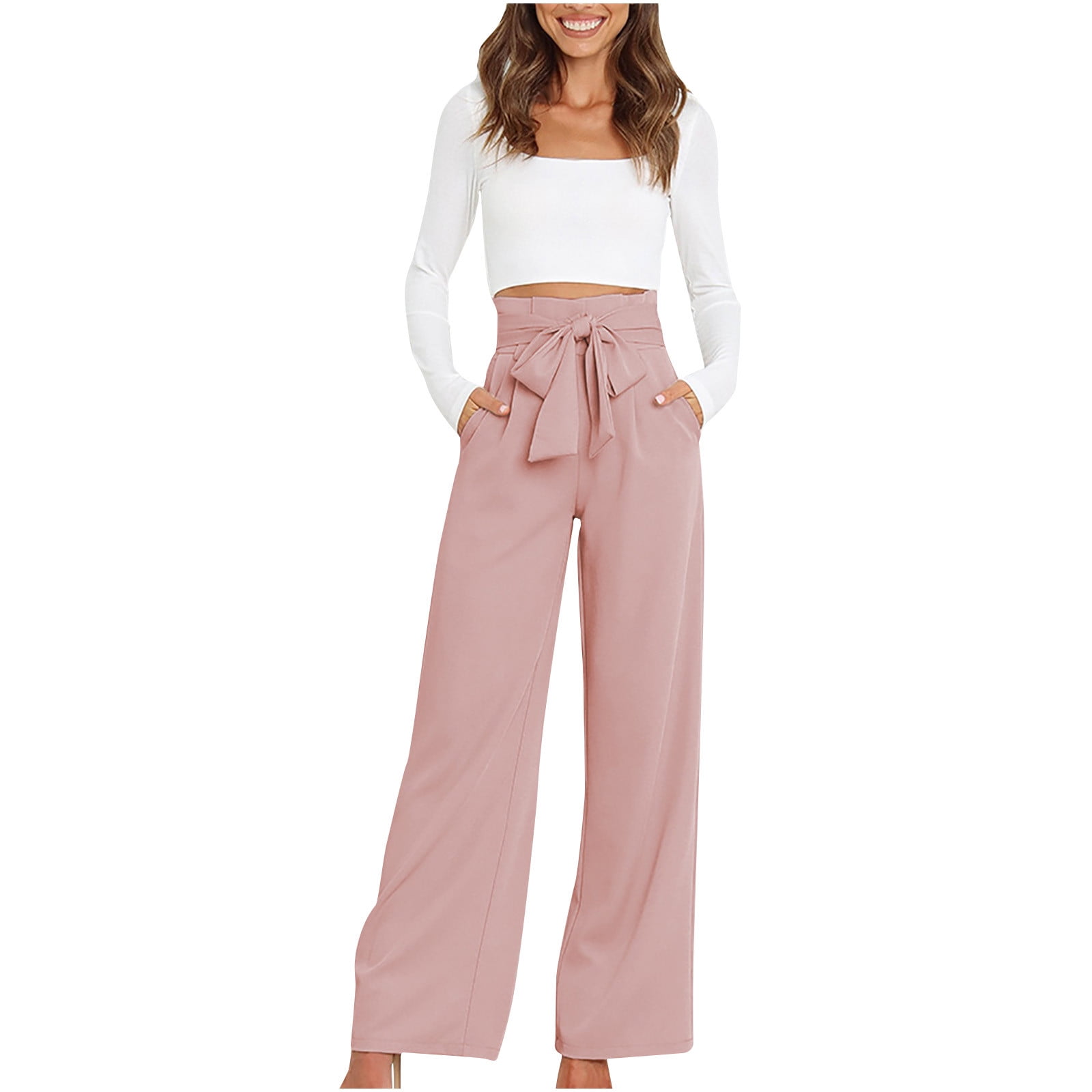 dress pants high waisted women Women's High-Waisted Wide-Leg Dress Pants for Women