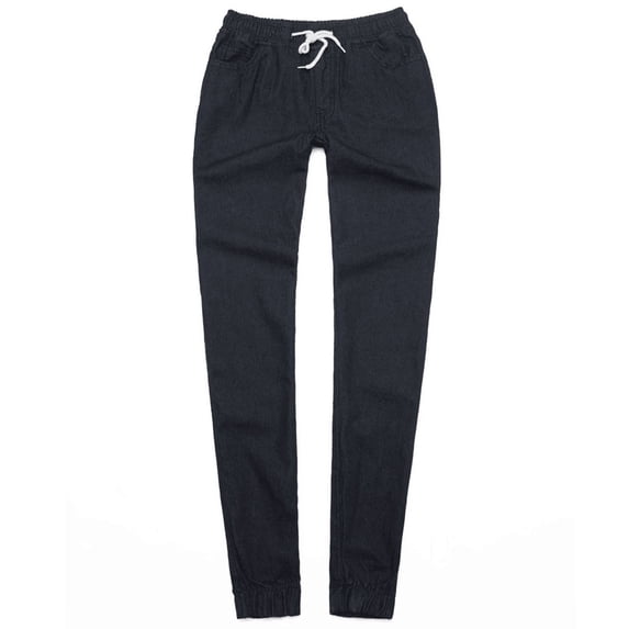 Yuanlook Women's Elastic Waist Jogger Jeans Comfy Drawstring Casual Daily Denim Pants Size S-XXXL