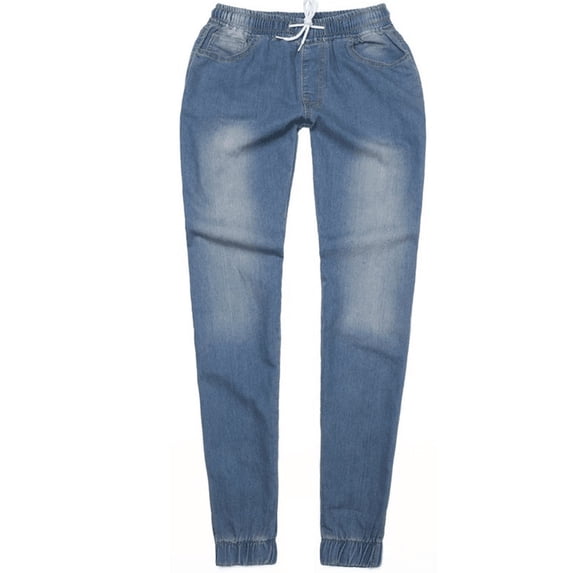 Yuanlook Women's Elastic Waist Jogger Jeans Comfy Drawstring Casual Daily Denim Pants Size S-XXXL