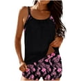 thumbnail image 1 of Yuanlook Women's Floral Print Tankini Set Double Spaghetti Straps Ruched Top High Waist Shorts Two Piece Bathing Suit Size S-XXL, 1 of 7