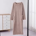 thumbnail image 1 of Yuanlook Women's Fuzzy Cable Pattern Sleep Dress, Crew Neck Long Sleeve Loose Warm Midi Nightgown with Side Pockets Free Size, 1 of 3
