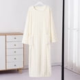 thumbnail image 1 of Yuanlook Women's Fuzzy Cable Pattern Sleep Dress, Crew Neck Long Sleeve Loose Warm Midi Nightgown with Side Pockets Free Size, 1 of 3
