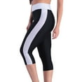 thumbnail image 1 of Yuanlook Women's High Waist Capri Leggings, Stretchy with Color Block Side Stripe, Yoga & Workout Trousers, S-XXXL, 1 of 3