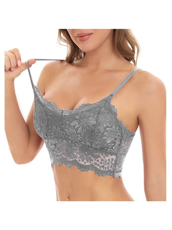 Women's Lace Spaghetti Strap Padded Bralette Crop Cami Top