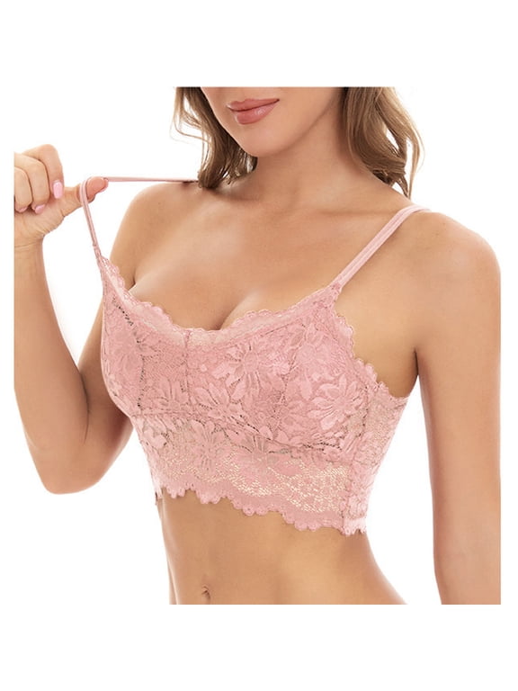 Women's Lace Spaghetti Strap Padded Bralette Crop Cami Top