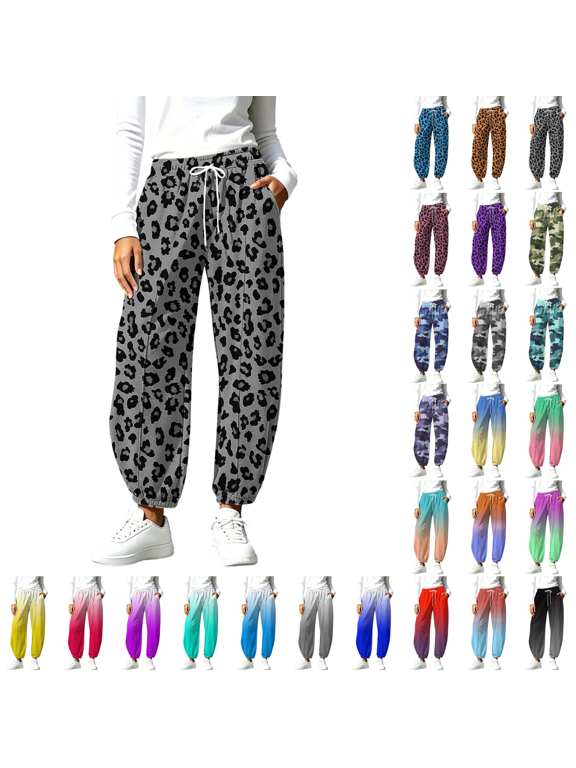 Women's Leopard Print Jogger Sweatpants, Vertical Seam Loose Silhouette Versatile Pants for Street Urban Daily Styling S‑XXXL