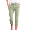thumbnail image 1 of Yuanlook Women's Mid-Rise Straight-Leg Capri Pants, Casual Cropped Denim Trousers with Button Closure & Side Slits, S-XXL, 1 of 9