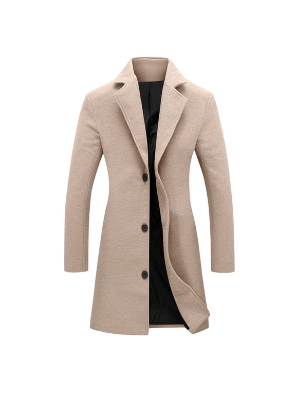 Women's Plus Size Relaxed Fit Lapel Wool Blend Overcoat, Single Breasted Long Sleeve Breathable Daily Outerwear S-5XL