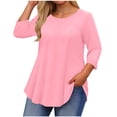 thumbnail image 1 of Yuanlook Women's Plus Size Round Neck 3/4 Sleeve Flared Tunic Top, 1 of 6