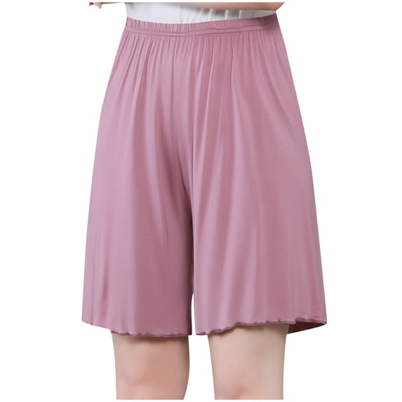 Yuanlook Women's Plus Size & Up Loose Sleep Shorts, Elastic Waist Casual Loungewear Shorts with Lettuce Hem, 3X-8X