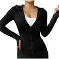 thumbnail image 1 of Yuanlook Women's Slim Fit Zip Front Sun Hooded Jacket, Hood Drawstring Long Sleeve Breathable Layering Tops S-XXL, 1 of 6