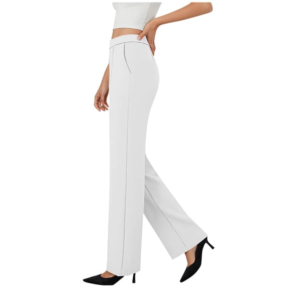 Yuanlook Women's Straight Leg Dress Pants Stretchy Work Pants Business Casual Slacks with Pockets S-XXL