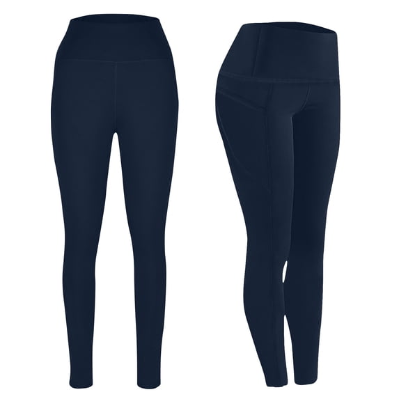 Yuanlook Women's Winter Athletic Leggings, Solid High Waist Fleece Lined Side Pocket Stretch Yoga Pants S-XXL