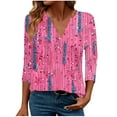 thumbnail image 1 of Yuanlook Womens 3/4 Sleeve T Shirts Basic V Neck Tee Fall Tops Casual Work Clothes - Pink - S, 1 of 7