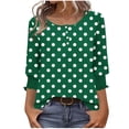 thumbnail image 1 of Yuanlook Womens Crew Neck Shirts 3/4 Sleeve Tops Basic Button T-Shirts Loose Cute Tunic Tee Blouses Fit Pullover - Army Green - M, 1 of 7