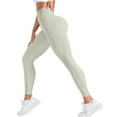 thumbnail image 1 of Yuanlook Womens High Waist Ribbed Leggings Butt Lifting Seamless Workout Trousers Size S-L, 1 of 7