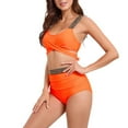 thumbnail image 1 of Yuanlook Womens High Waisted Bikini Set Two Piece Swimsuits Push Up Bathing Suits Crisscross Tummy Control Swimsuit,Orange,XL, 1 of 4