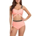 thumbnail image 1 of Yuanlook Womens High Waisted Bikini Set Two Piece Swimsuits Push Up Bathing Suits Crisscross Tummy Control Swimsuit,Pink,M, 1 of 6