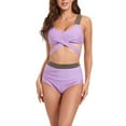 thumbnail image 1 of Yuanlook Womens High Waisted Bikini Set Two Piece Swimsuits Push Up Bathing Suits Crisscross Tummy Control Swimsuit,Purple,XXL, 1 of 6