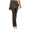thumbnail image 1 of Yuanlook Womens High Waisted Flare Yoga Pants with Skirt Drawstring Stretchy Workout Leggings Size S-XXL, 1 of 9