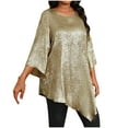 thumbnail image 1 of Yuanlook Womens Oversized T Shirts Loose Fit Scoop Neck 3/4 Sleeve Short Sleeve Summer Casual Blouse Tee Tops - Gold - XXXL, 1 of 9